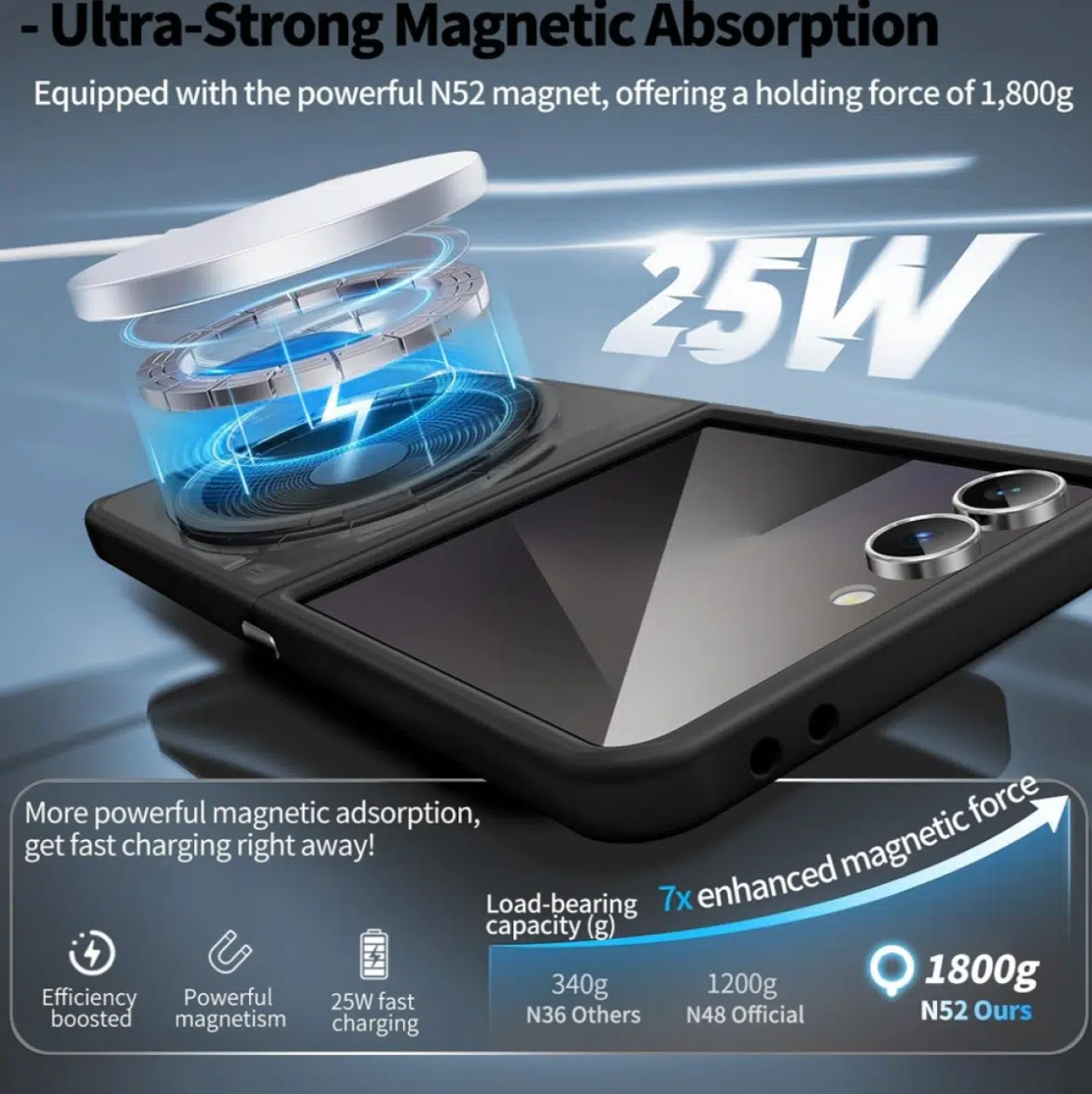 Cityhoesje-Backcover-Magnetic-MagSafe Ring Armor-Geschikt voor Samsung-Z Flip 8-Zwart - Afbeelding 5