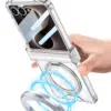Cityhoesje-Backcover MagSafe-360° Rotatable Ring Case met Ingebouwd Fingerprint Glass-Geschikt voor Samsung Z Flip 8-Transparant - Thumbnail Image 2