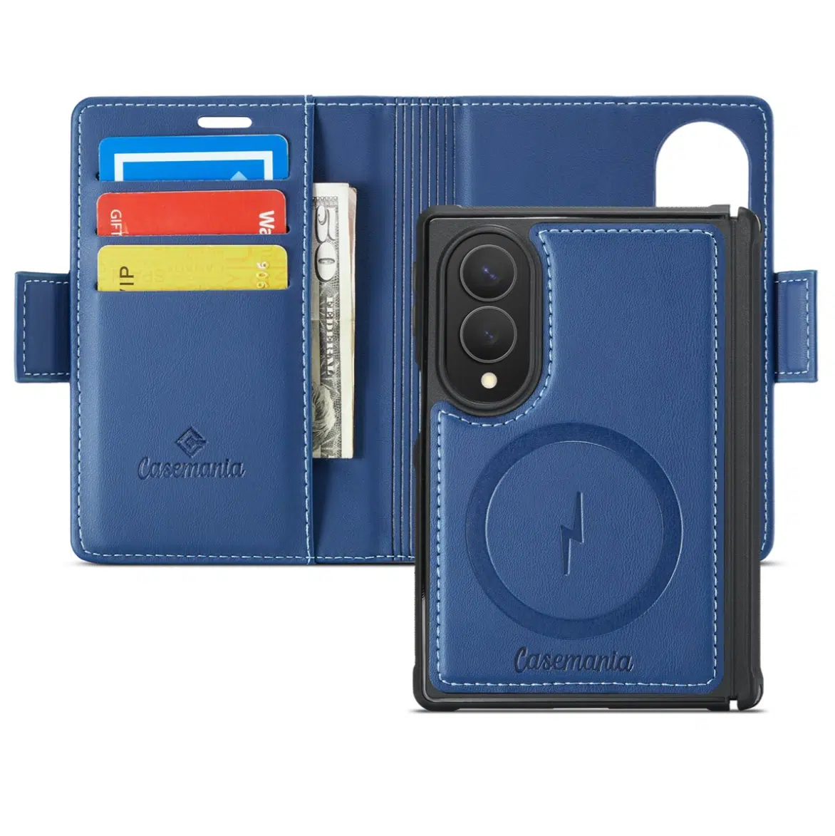 Casemania - Bookcase - Samsung - Z Fold 8 - 2in1- MagSafe - Wallet Case - Blauw - Afbeelding 2