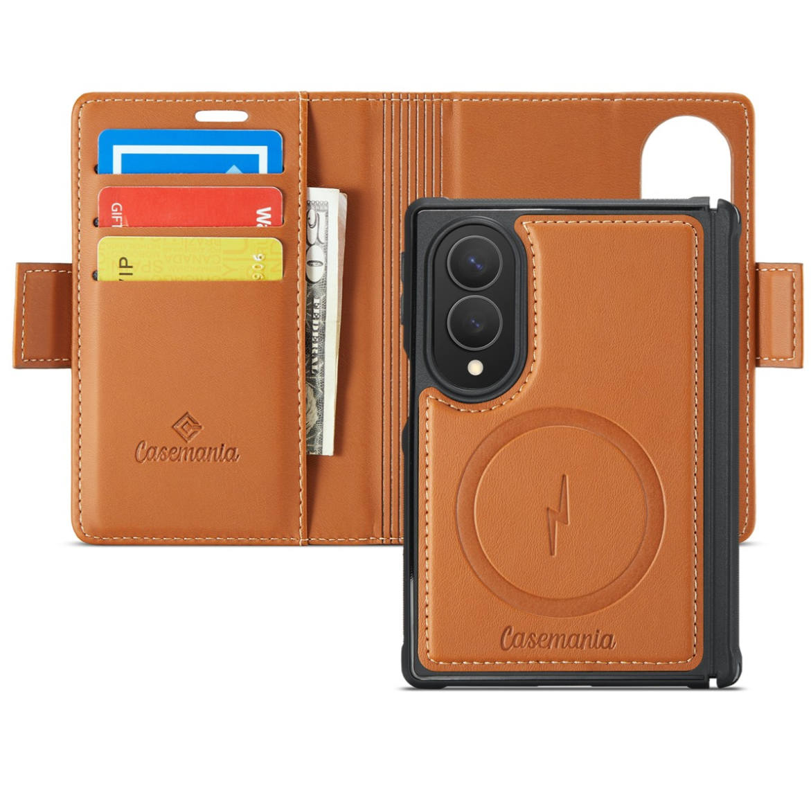 Casemania - Bookcase - Samsung - Z Fold 8 - 2in1- MagSafe - Wallet Case - Bruin - Afbeelding 2