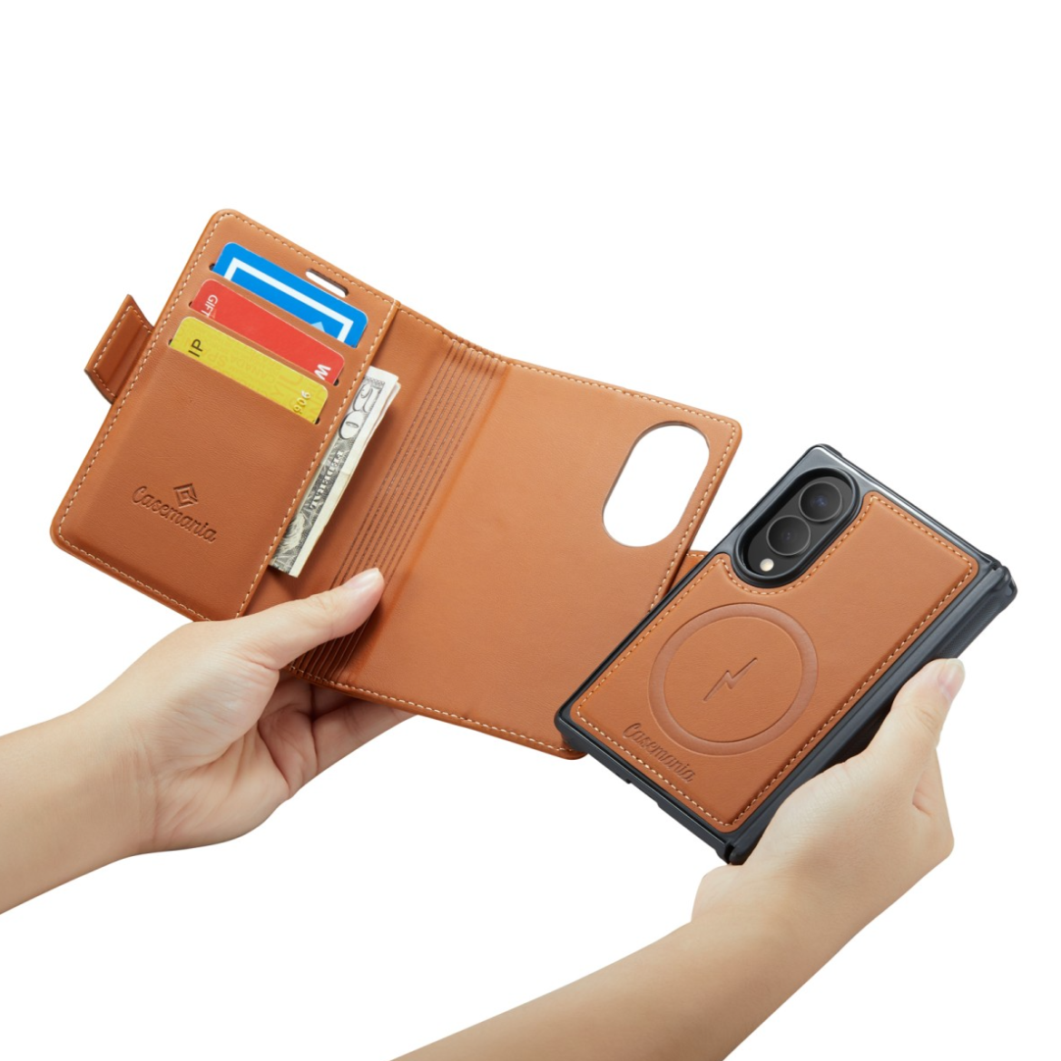 Casemania - Bookcase - Samsung - Z Fold 8 - 2in1- MagSafe - Wallet Case - Bruin - Afbeelding 7