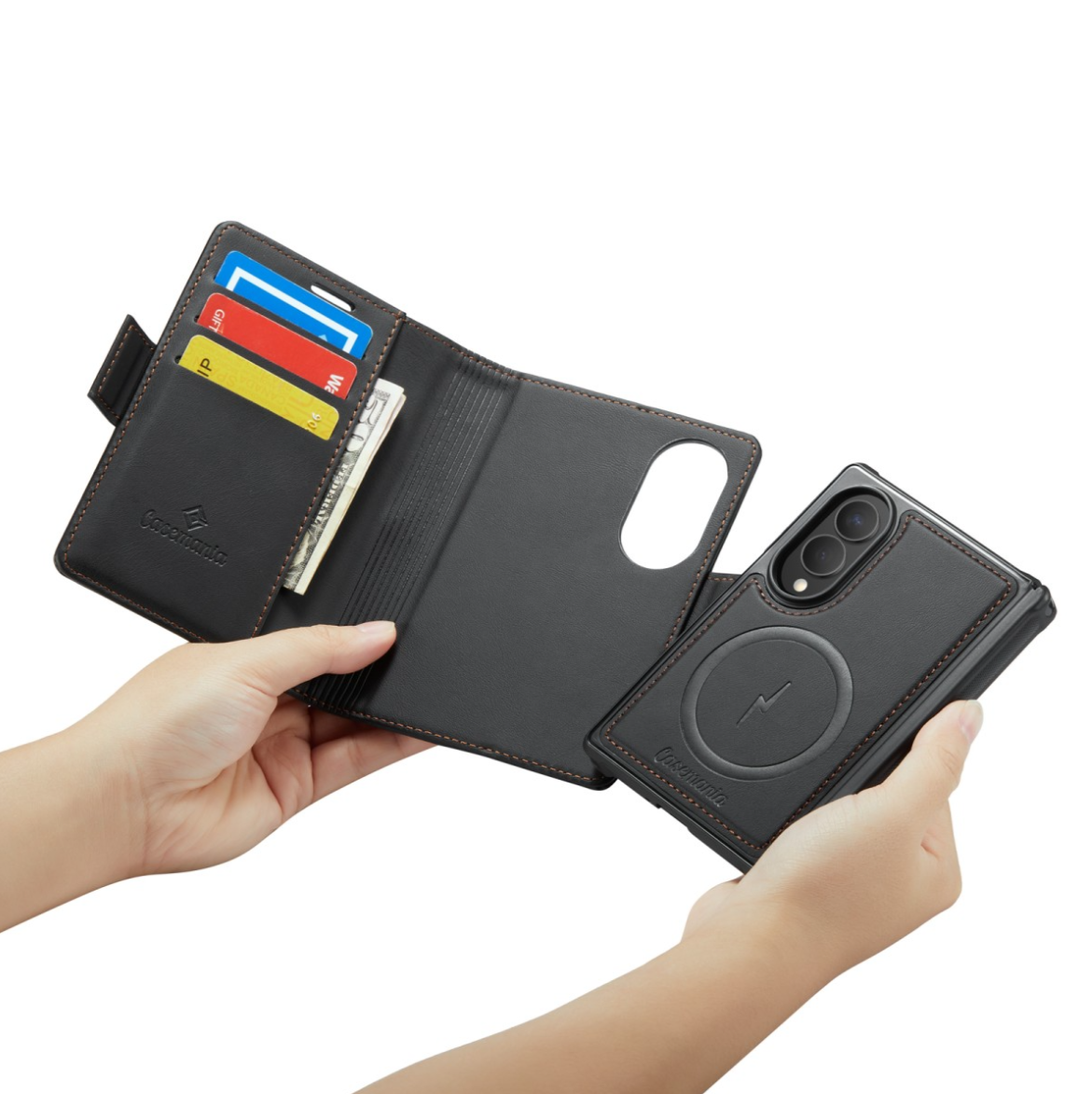 Casemania - Bookcase - Samsung - Z Fold 8 - 2in1- MagSafe - Wallet Case - Zwart - Afbeelding 5