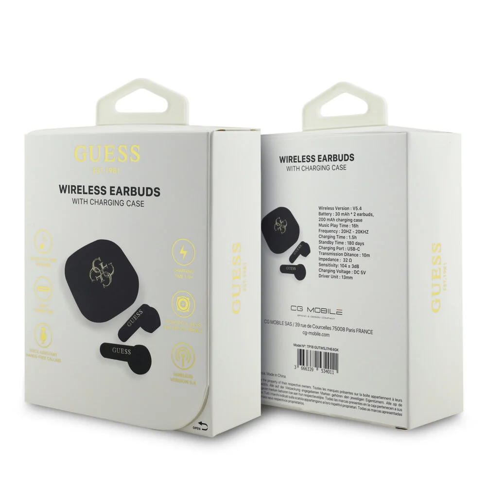 Guess TWS 4G Metal Logo Oordopjes – Zwart - Afbeelding 6