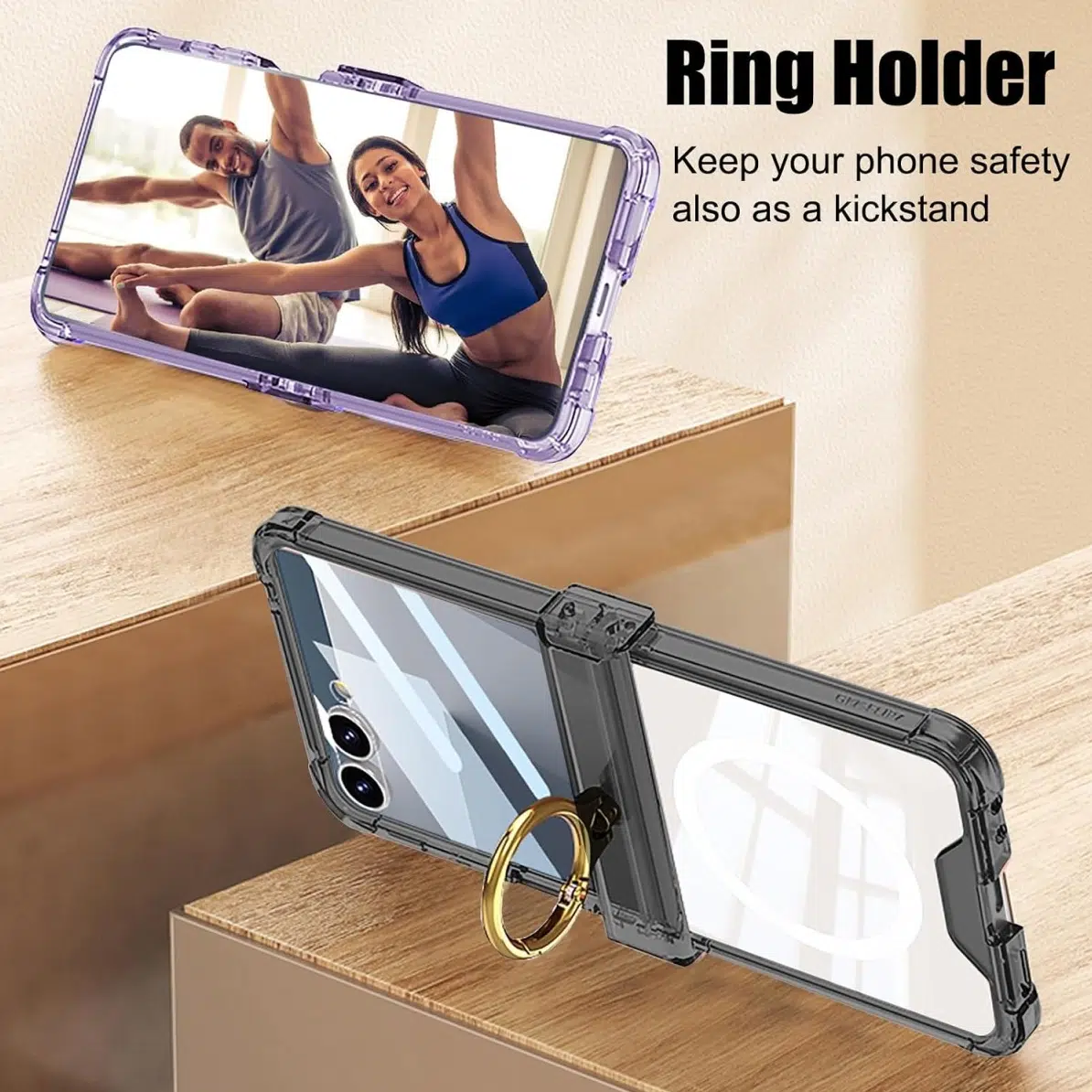 Cityhoesje-Backcover-Geschikt voor Samsung Z Flip 8-MagSafe-Transparant-Zwart - Afbeelding 2