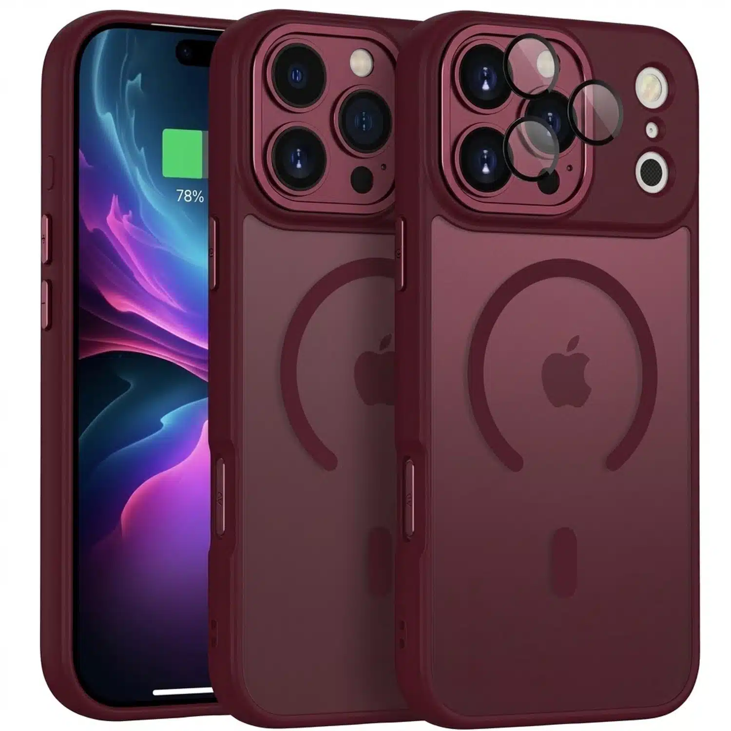 Cityhoesje-Backcover-iPhone 18 Pro Max-17 Pro Max-MagSafe-Camerabescherming-Bordeaux - Afbeelding 1