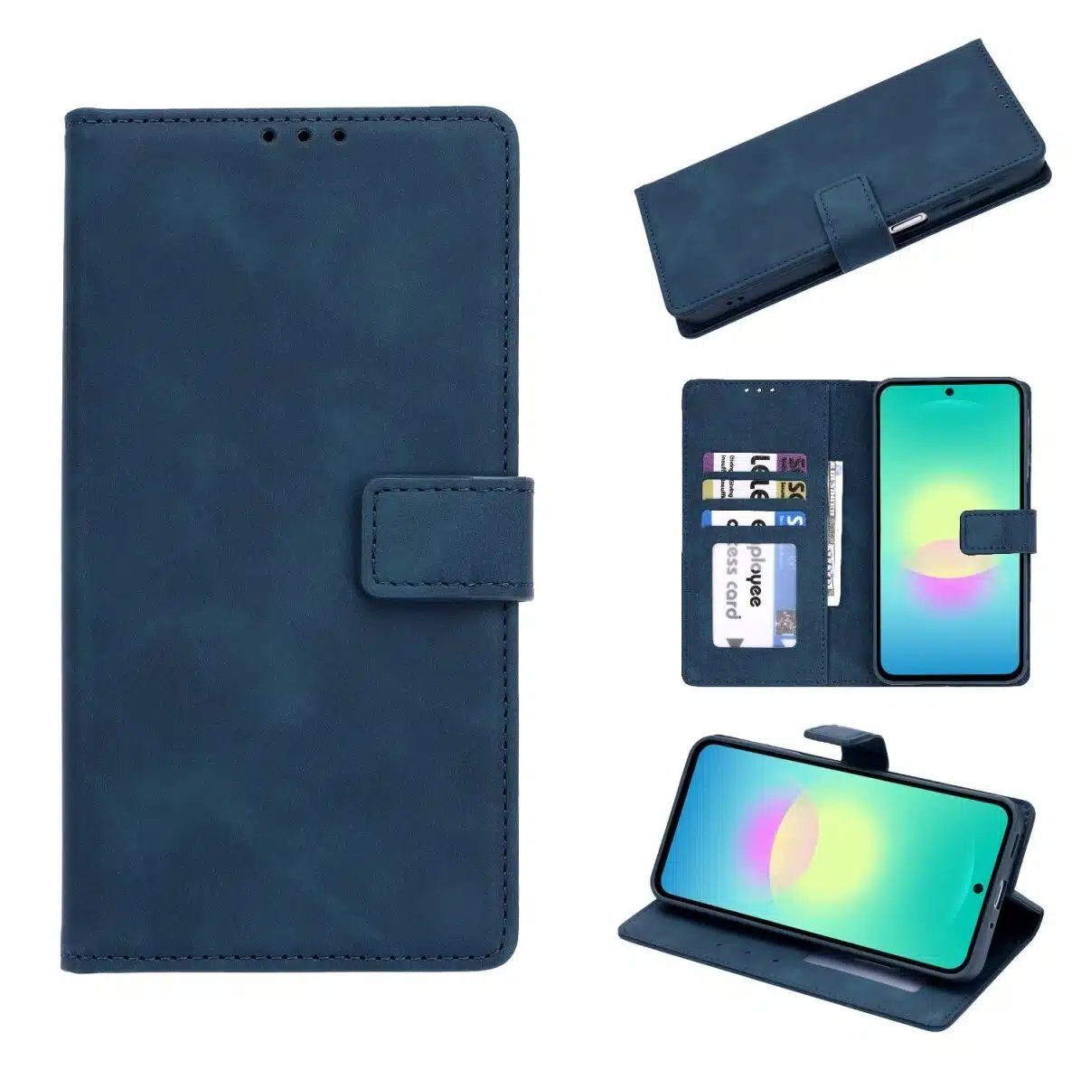 Cityhoesje-Bookcase-Suede-Style Wallet-Geschikt voor Samsung-S26 FE-DonkerBlauw - Afbeelding 1