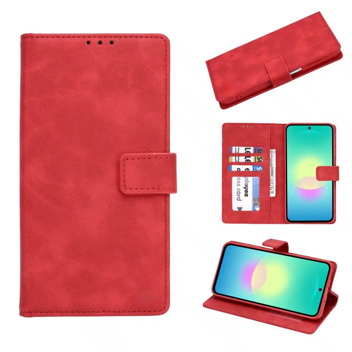 Cityhoesje-Bookcase-Suede-Style Wallet-Geschikt voor Samsung-S26 FE-Rood - Afbeelding 1