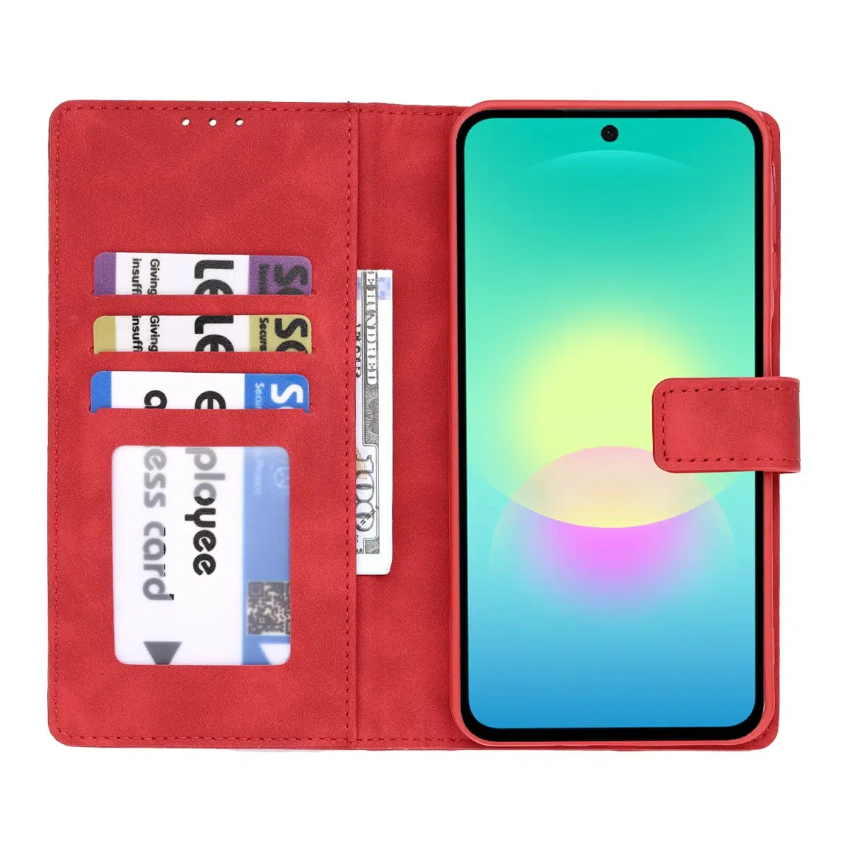 Cityhoesje-Bookcase-Suede-Style Wallet-Geschikt voor Samsung-S26 FE-Rood - Afbeelding 3