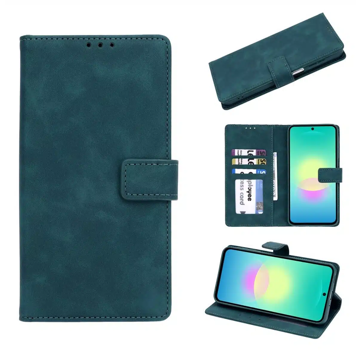 Cityhoesje-Bookcase-Suede-Style Wallet-Geschikt voor Samsung-S26 FE-Groen - Afbeelding 1