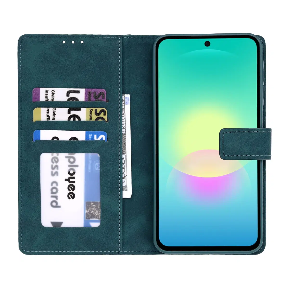 Cityhoesje-Bookcase-Suede-Style Wallet-Geschikt voor Samsung-S26 FE-Groen - Afbeelding 3