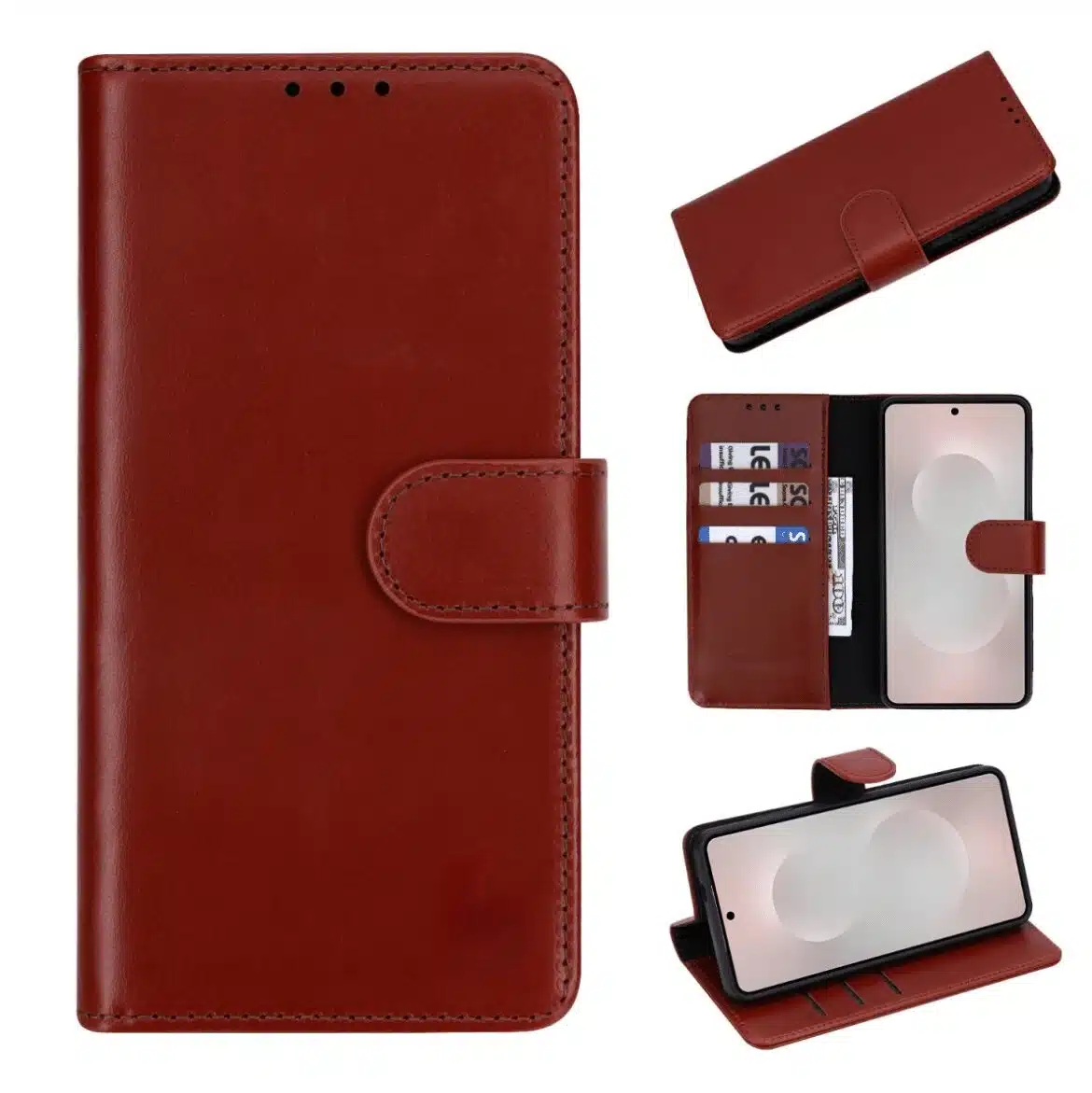 Cityhoesje-Bookcase-Geschikt voor Samsung A57-Leather-Magsafe-Walnut Bruin - Afbeelding 1