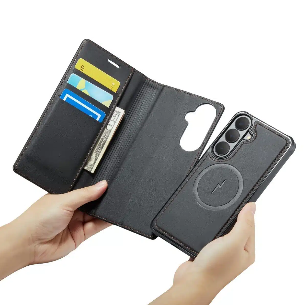 Cityhoesje-Bookcase-2-in-1 Magnetic MagSafe-Geschikt voor Samsung S26 FE-Zwart - Afbeelding 1