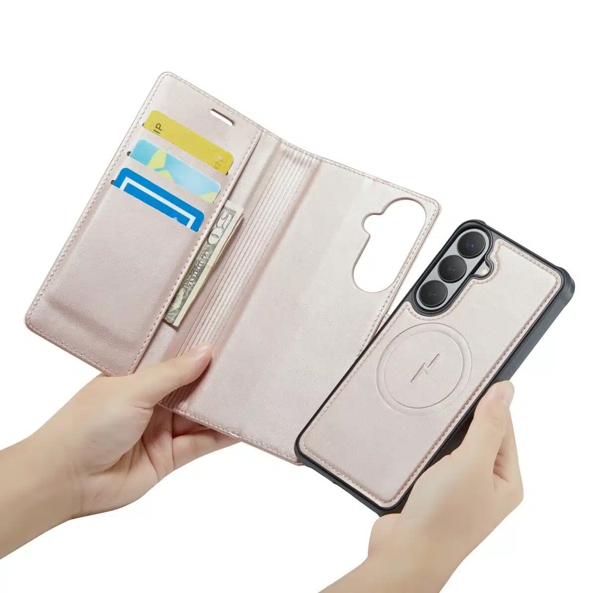 Cityhoesje-Bookcase-2-in-1 Magnetic MagSafe-Geschikt voor Samsung S26 FE-Rozegoud - Afbeelding 1