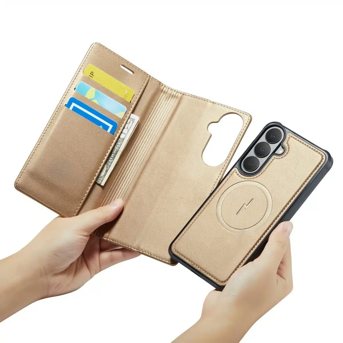 Cityhoesje-Bookcase-2-in-1 Magnetic MagSafe-Geschikt voor Samsung S26 FE-Goud - Afbeelding 1