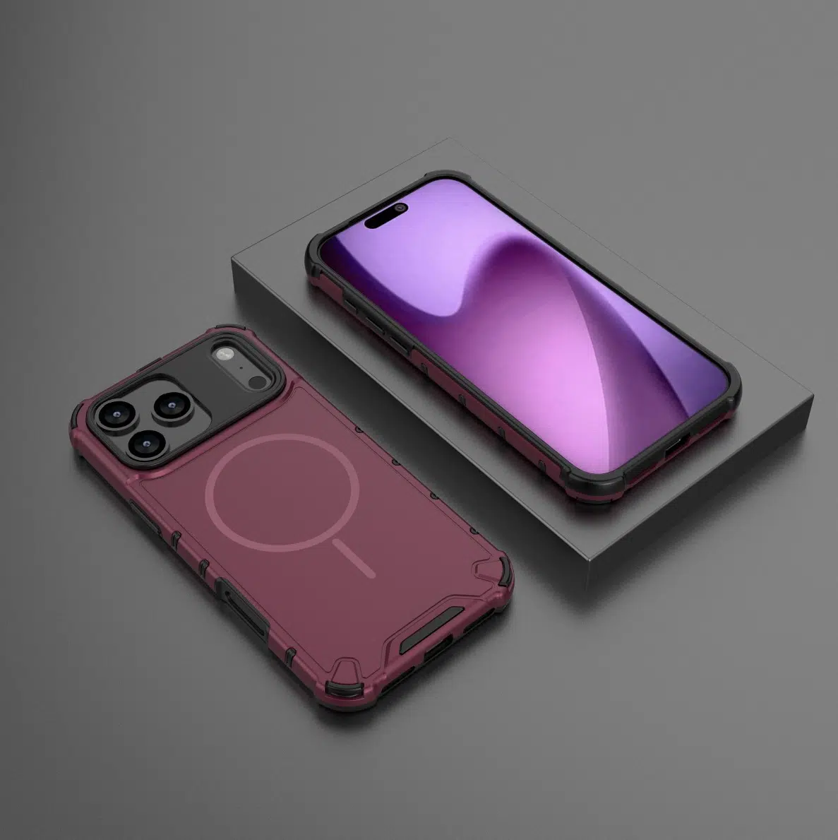 Cityhoesje-Backcover-Tough Armored Magnetic MagSafe-iPhone 18 Pro-17 Pro-Bordeaux - Afbeelding 2