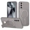 Cityhoesje-Backcover-Carbon-Opklapbare Kickstand-Geschikt voor Samsung A18-A17-A16-Grijs - Thumbnail Image 1