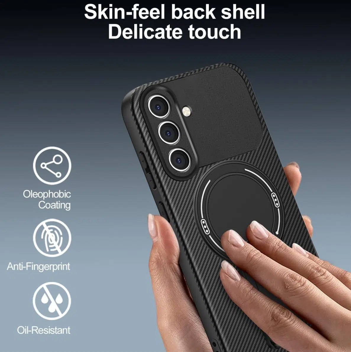 Cityhoesje-Backcover-Carbon Opklapbare Kickstand geschikt voor Samsung A18-A17-A16-Zwart - Afbeelding 4