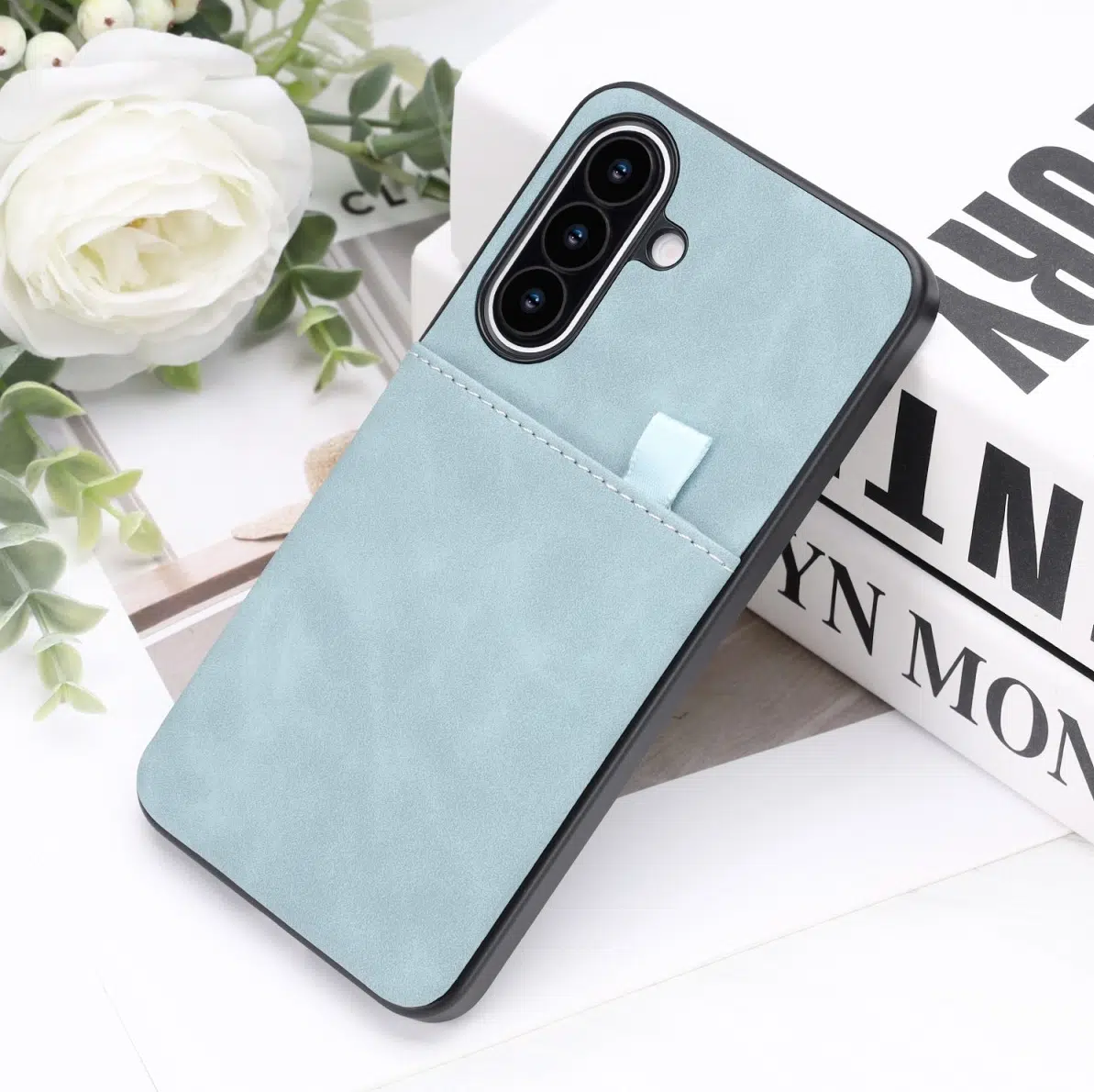 Cityhoesje-Backcover-Suédine Card Holder-Geschikt voor Samsung S26 FE-Lich Blauw - Afbeelding 5
