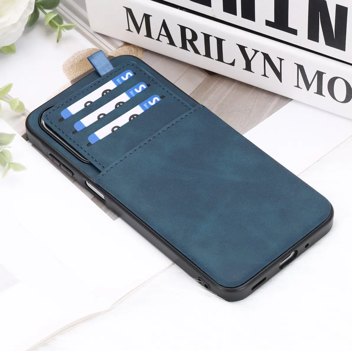 Cityhoesje-Backcover-Suédine Card Holder-Geschikt voor Samsung S26 FE-DonkerBlauw - Afbeelding 4