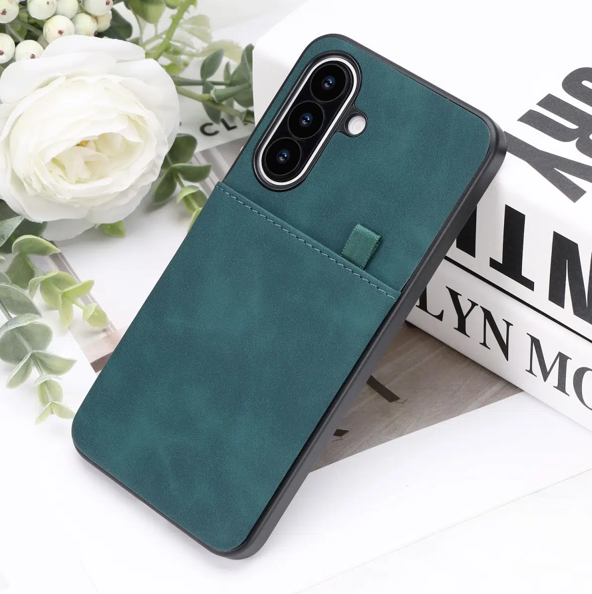 Cityhoesje-Backcover-Suédine Card Holder-Geschikt voor Samsung S26 FE-Groen - Afbeelding 5