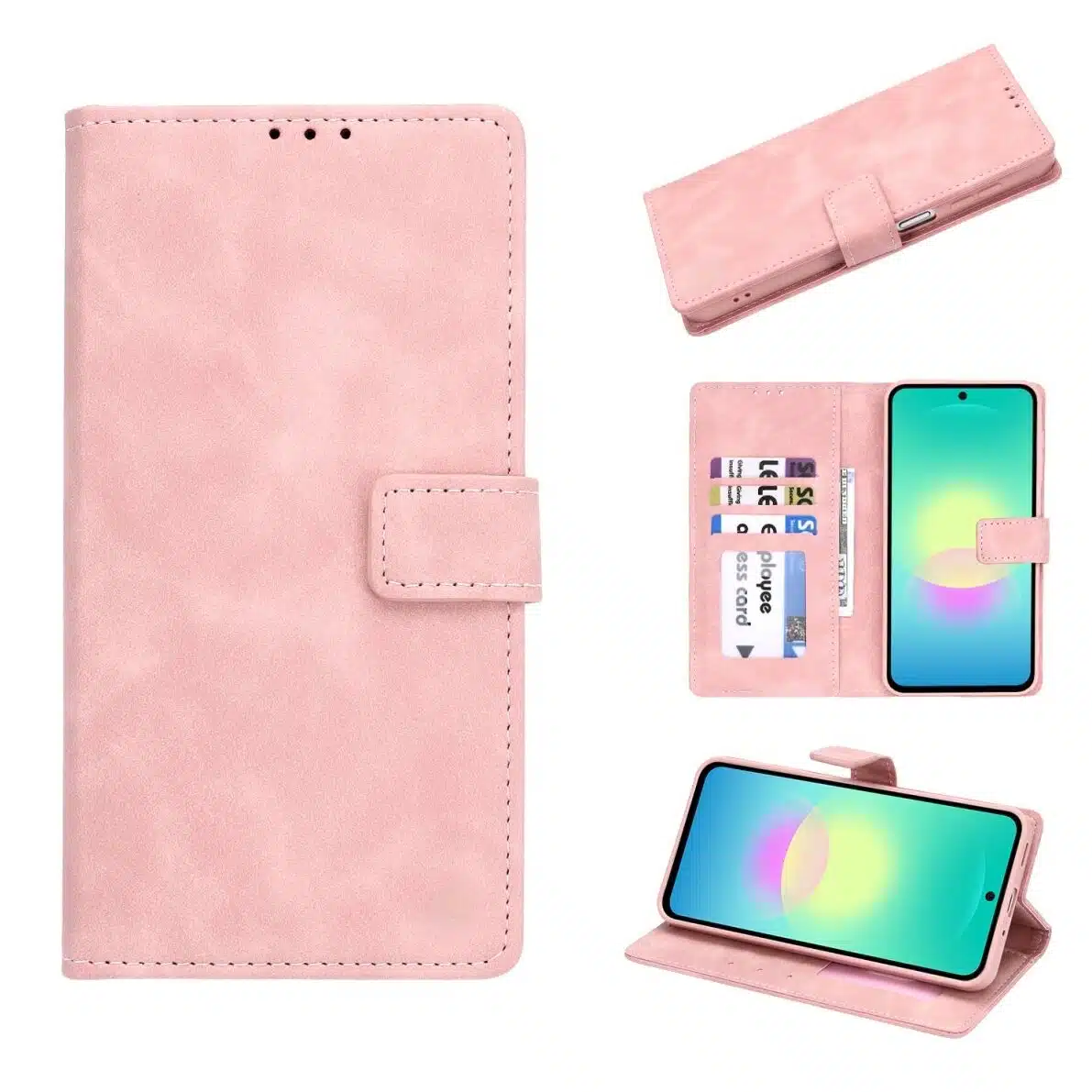 Cityhoesje-Bookcase-Suede-Style Wallet-Geschikt voor Samsung-S26 FE-Roze - Afbeelding 1