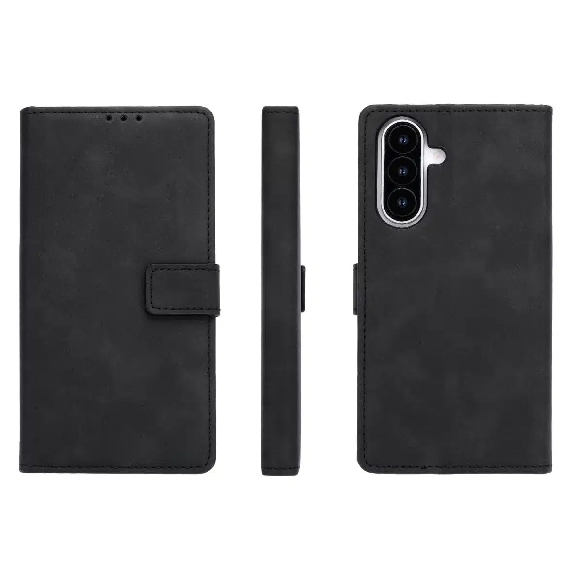 Cityhoesje-Bookcase-Suede-Style Wallet-Geschikt voor Samsung-S26 FE-Zwart - Afbeelding 2