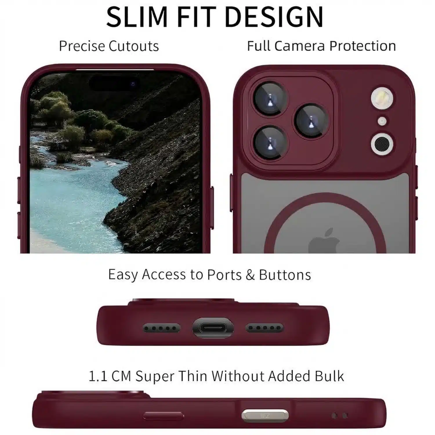 Cityhoesje-Backcover-iPhone 18 Pro Max-17 Pro Max-MagSafe-Camerabescherming-Bordeaux - Afbeelding 4