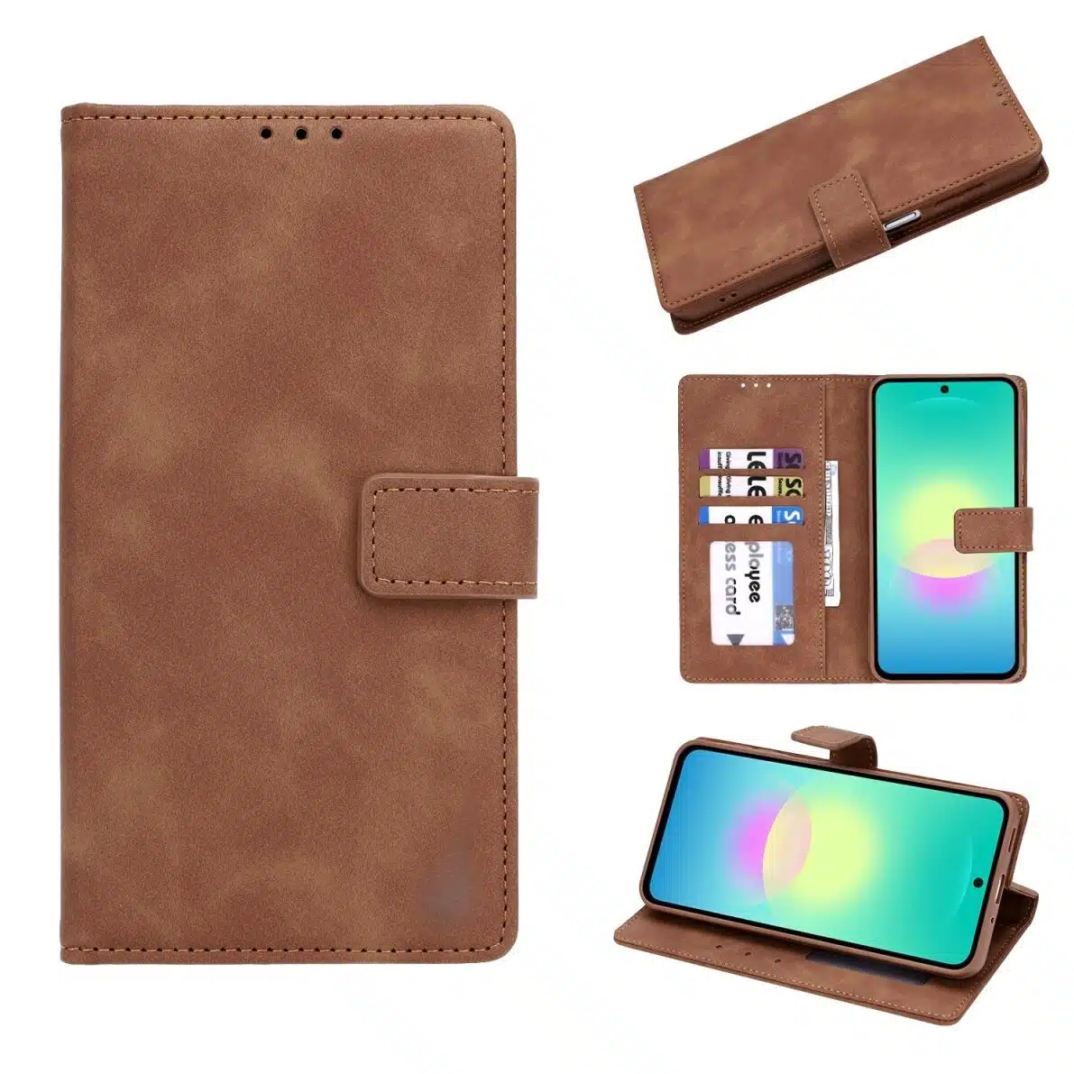 Cityhoesje-Bookcase-Suede-Style Wallet-Geschikt voor Samsung-S26 FE-Bruin - Afbeelding 1