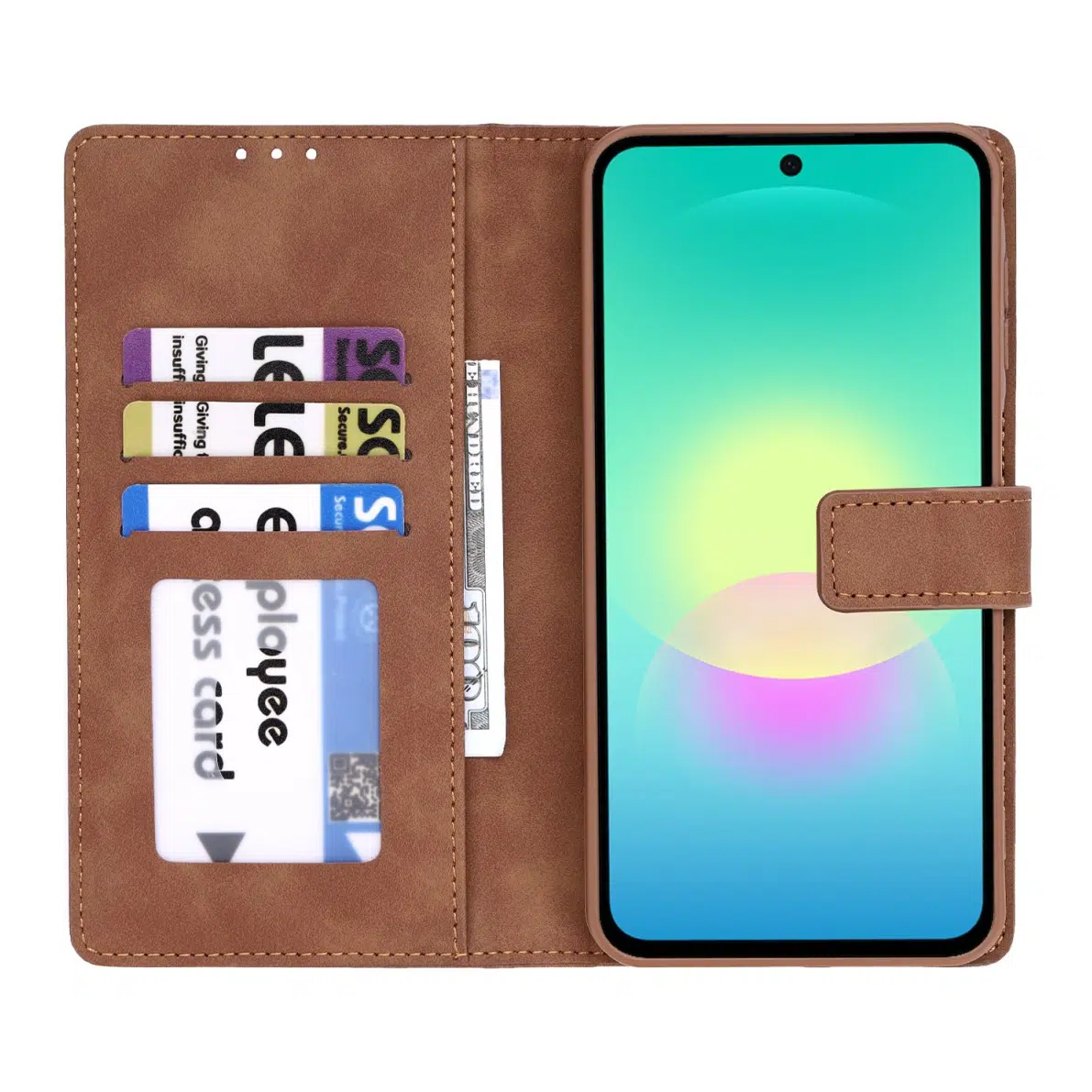 Cityhoesje-Bookcase-Suede-Style Wallet-Geschikt voor Samsung-S26 FE-Bruin - Afbeelding 4