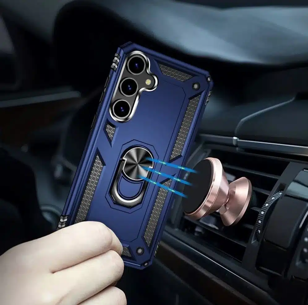 Cityhoesje-Backcover-Kickstand Ring Armor-Geschikt voor Samsung Galaxy S26 FE-Blauw - Afbeelding 5