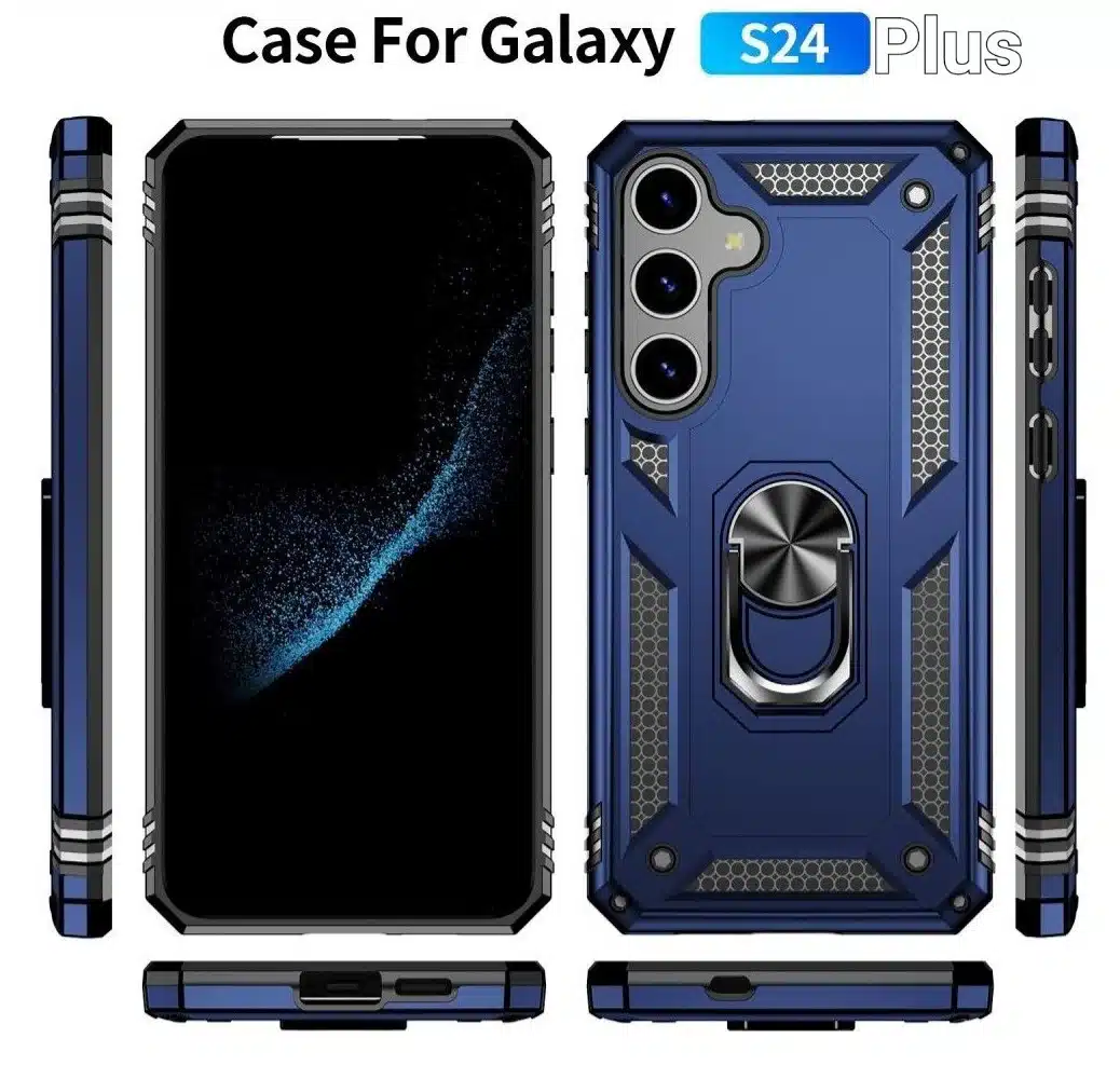 Cityhoesje-Backcover-Kickstand Ring Armor-Geschikt voor Samsung Galaxy S26 FE-Blauw - Afbeelding 2