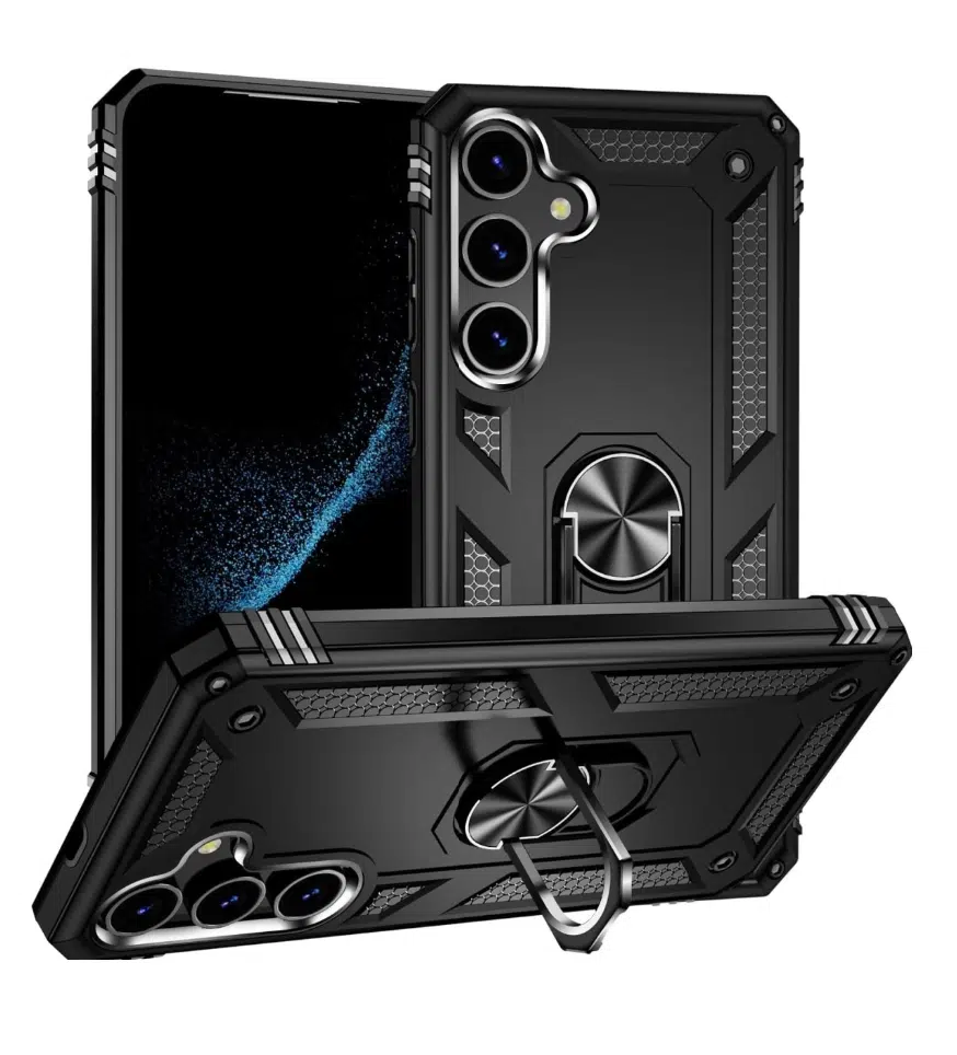 Cityhoesje-Backcover-Kickstand Ring Armor-Geschikt voor Samsung Galaxy S26 FE-Zwart - Afbeelding 1