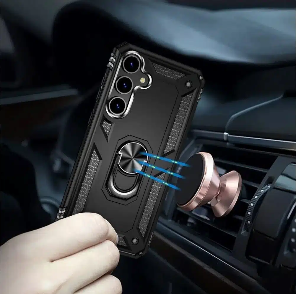 Cityhoesje-Backcover-Kickstand Ring Armor-Geschikt voor Samsung Galaxy S26 FE-Zwart - Afbeelding 2