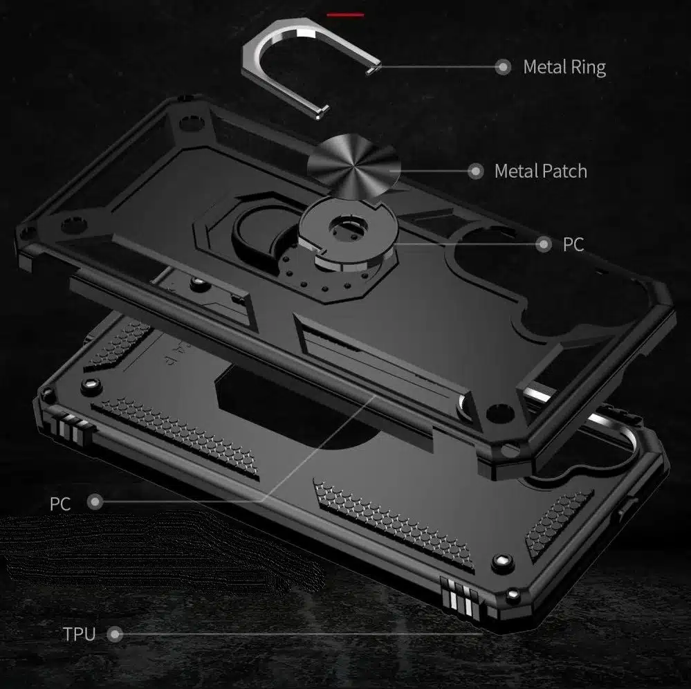 Cityhoesje-Backcover-Kickstand Ring Armor-Geschikt voor Samsung Galaxy S26 FE-Zwart - Afbeelding 4
