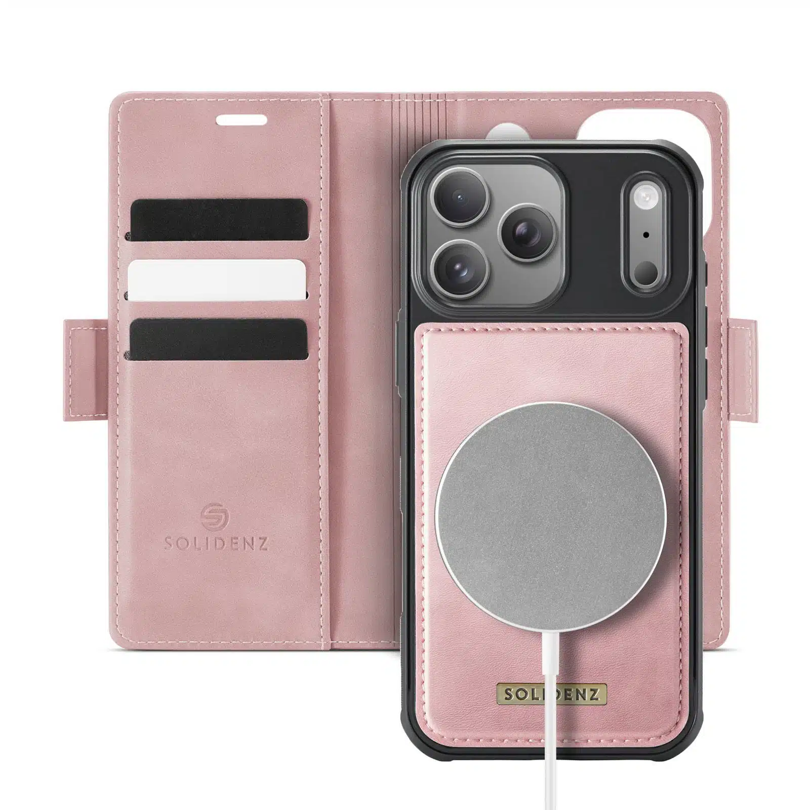 Solidenz-Bookcase 2-in-1 MagSafe-voor iPhone 17 Pro-18 Pro-Roze - Afbeelding 1