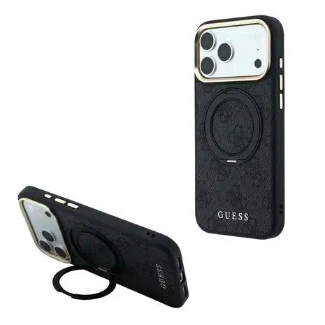 Guess-Backcover-iPhone 18 Pro Max-17 Pro Max-HC Magsafe-Ring Stand 360 4G Logo-Zwart - Afbeelding 1