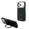 Guess-Backcover-iPhone 18 Pro Max-17 Pro Max-MagSafe-Ring Stand 360 Grained-Logo-Zwart - Thumbnail Image 1