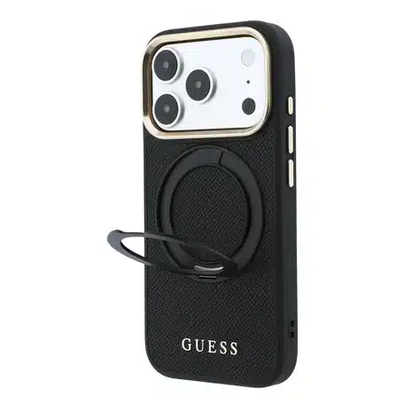 Guess-Backcover-iPhone 18 Pro Max-17 Pro Max-MagSafe-Ring Stand 360 Grained-Logo-Zwart - Afbeelding 2