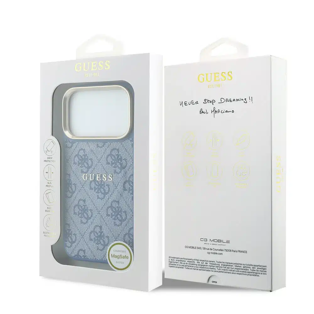 Guess-Backcover-iPhone 18 Pro Max-17 Pro Max-MagSafe Embossed 4G PU With Classic-Blauw - Afbeelding 8