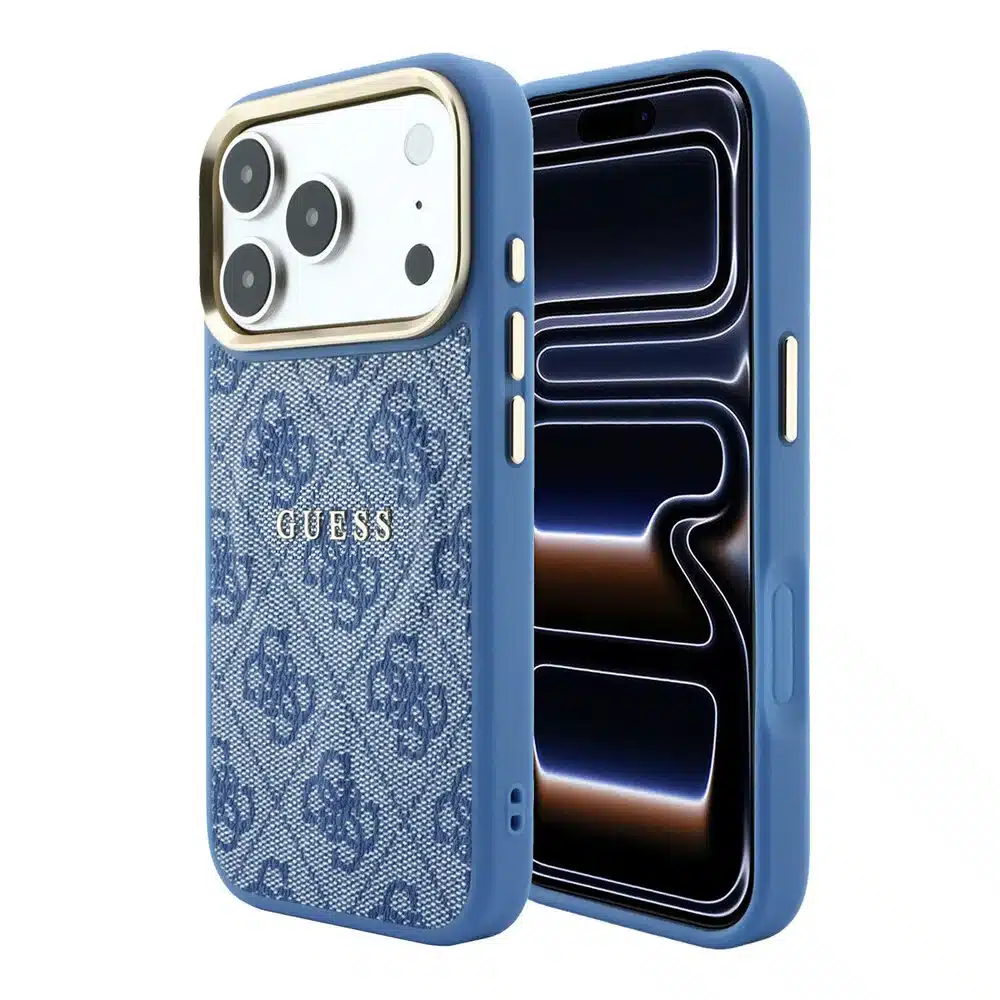 Guess-Backcover-iPhone 18 Pro Max-17 Pro Max-MagSafe Embossed 4G PU With Classic-Blauw - Afbeelding 1