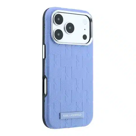 Karl Lagerfeld-iPhone 18 Pro Max-17 Pro Max-Backcover-HC MagSafe SW Grained PU HS Mono Resin Logo-Blauw - Afbeelding 2