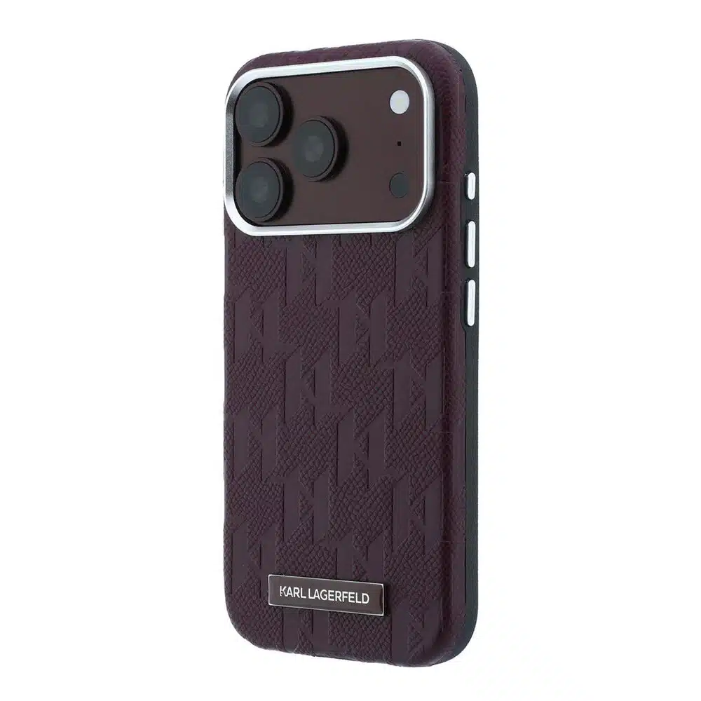 Karl Lagerfeld-iPhone 18 Pro Max-17 Pro Max-Backcover-HC MagSafe SW Grained PU HS Mono Resin Logo-Burgundy - Afbeelding 2