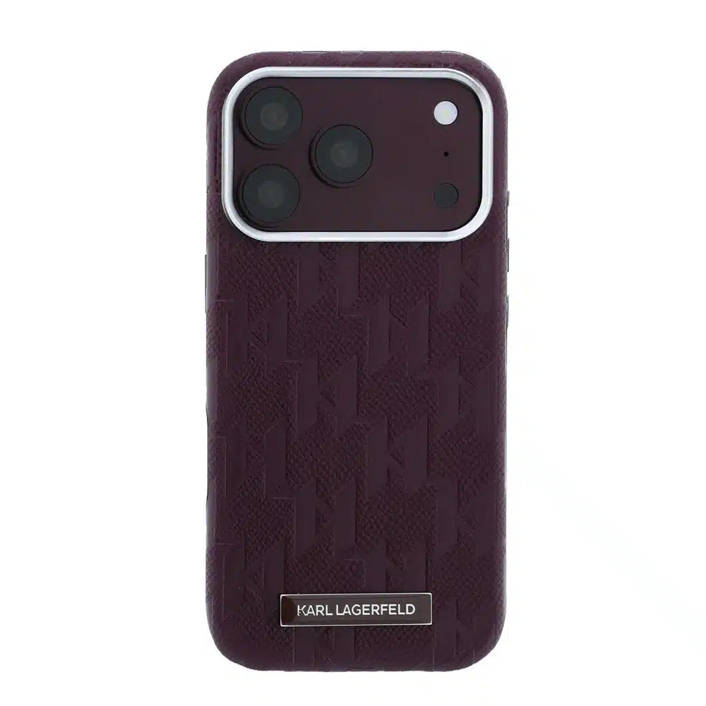 Karl Lagerfeld-iPhone 18 Pro Max-17 Pro Max-Backcover-HC MagSafe SW Grained PU HS Mono Resin Logo-Burgundy - Afbeelding 3