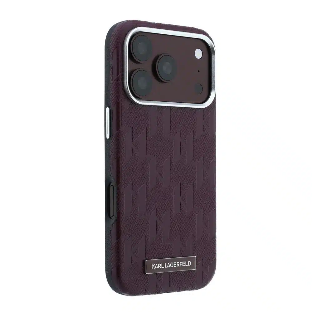 Karl Lagerfeld-iPhone 18 Pro Max-17 Pro Max-Backcover-HC MagSafe SW Grained PU HS Mono Resin Logo-Burgundy - Afbeelding 4