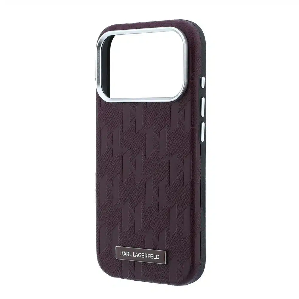 Karl Lagerfeld-iPhone 18 Pro Max-17 Pro Max-Backcover-HC MagSafe SW Grained PU HS Mono Resin Logo-Burgundy - Afbeelding 5
