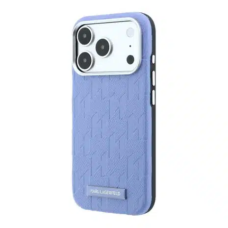 Karl Lagerfeld-iPhone 18 Pro Max-17 Pro Max-Backcover-HC MagSafe SW Grained PU HS Mono Resin Logo-Blauw - Afbeelding 3