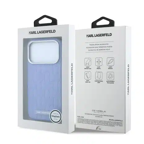 Karl Lagerfeld-iPhone 18 Pro Max-17 Pro Max-Backcover-HC MagSafe SW Grained PU HS Mono Resin Logo-Blauw - Afbeelding 6