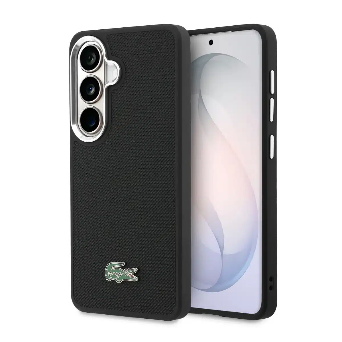 Lacoste-Backcover-MagSafe-Metal Edges Iconic Petit Piqué Logo-Geschikt voor Samsung S26-Zwart - Afbeelding 1