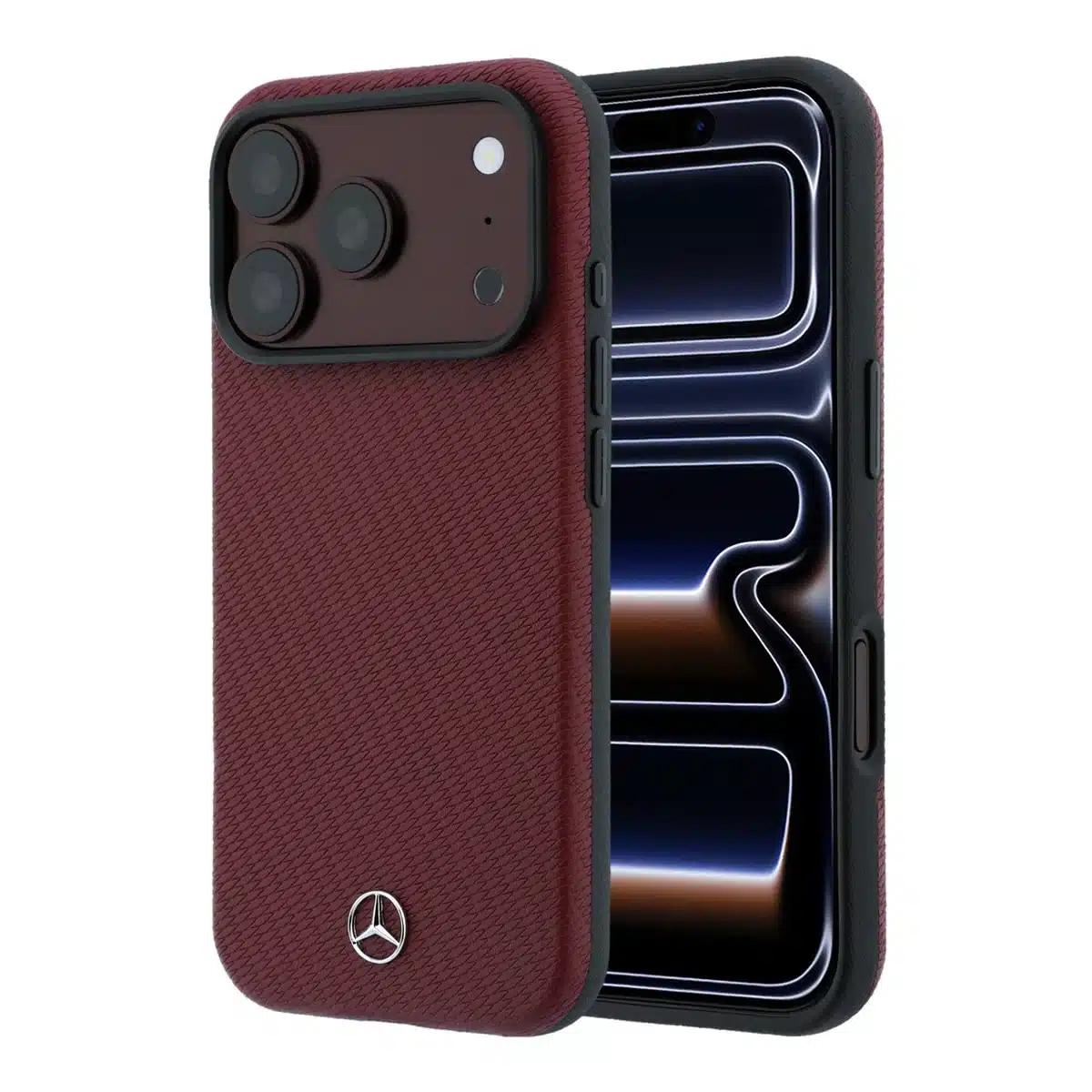 Mercedes Benz-Backcover-MagSafe-iPhone 17 Pro Max-18 Pro Max-Semi Wrap-Houtlook-Bordeauxrood - Afbeelding 1