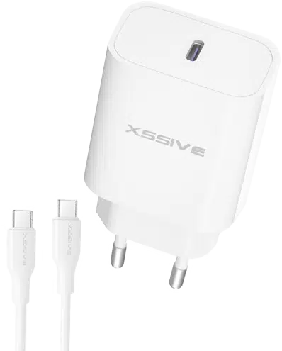 Xssive - 25W PD3.0 Super Fast Charger met USB-C-kabel – Wit - Afbeelding 1